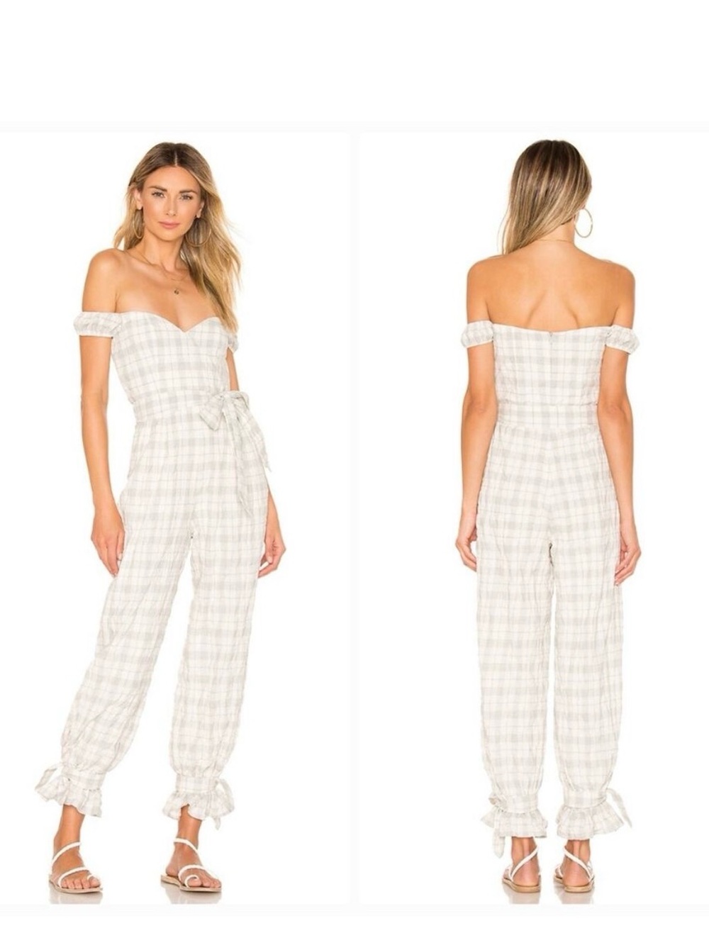 Tularosa Sage Jumpsuit Off-Shoulder Plaid Jumpsuit size Small